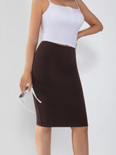 Women's midi skirt is fashionable and stylish, wrinkle free, with elastic pockets for office environment
