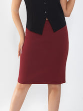 Women's midi skirt is fashionable and stylish, wrinkle free, with elastic pockets for office environment