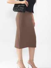 Women's midi skirt is fashionable and stylish, wrinkle free, with elastic pockets for office environment