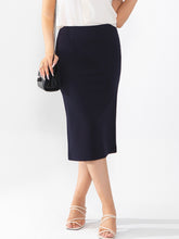 Women's midi skirt is fashionable and stylish, wrinkle free, with elastic pockets for office environment