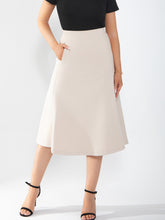 Ladies' midi skirt is fashionable and stylish, wrinkle free, with elastic pockets for office environment