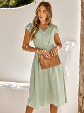 Women's summer V-neck solid color waist cinching dress