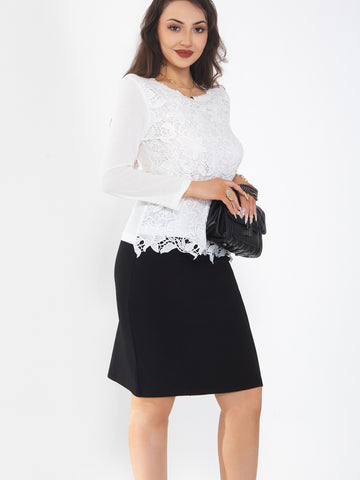Women's midi skirt is fashionable and stylish, wrinkle free, with elastic pockets for office environment