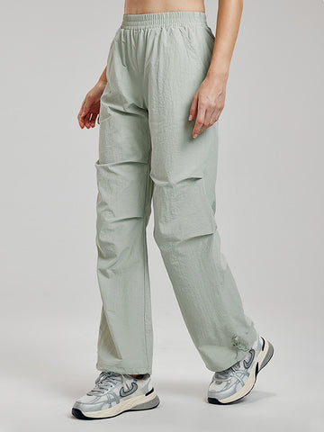 Women's pants with loose straight drawstring pockets for sports and leisure, outdoor hiking and mountaineering