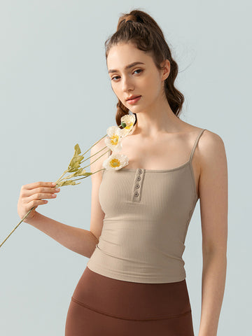 Women's vest with thin shoulder straps, sports and fitness top, yoga gathering bra, running training