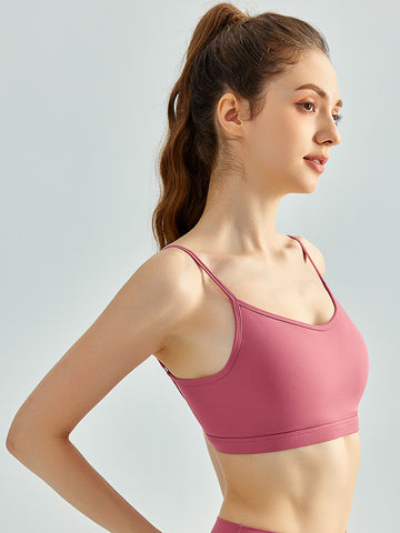 Women's vest, camisole, sports, fitness, yoga, seamless gathering, adjustable shoulder strap, fixed cup