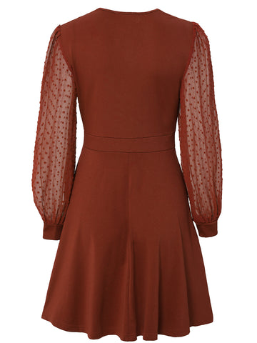 Women's long-sleeved dress for autumn and winter, trendy V-neck jacquard