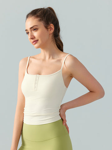 Women's vest with thin shoulder straps, sports and fitness top, yoga gathering bra, running training