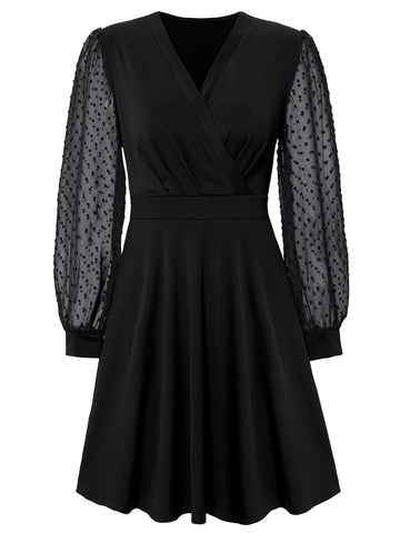 Women's long-sleeved dress for autumn and winter, trendy V-neck jacquard