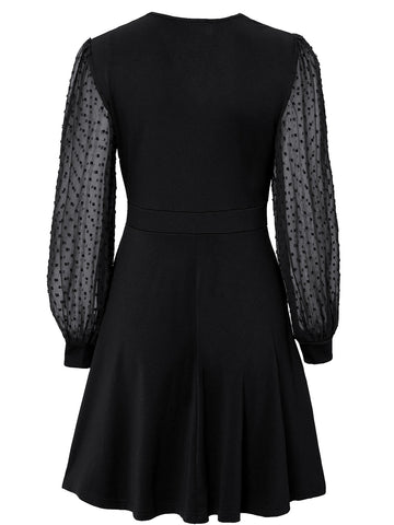 Women's long-sleeved dress for autumn and winter, trendy V-neck jacquard