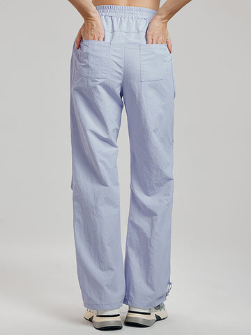 Women's pants with loose straight drawstring pockets for sports and leisure, outdoor hiking and mountaineering
