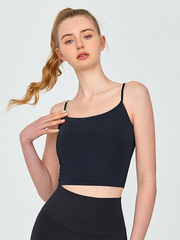 Women's vest with thin shoulder straps, sports and fitness top, yoga gathering bra, running training