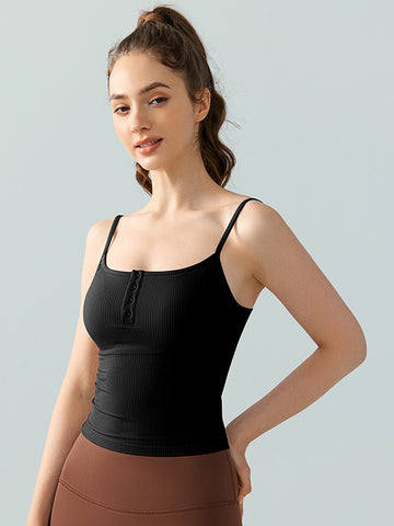 Women's vest with thin shoulder straps, sports and fitness top, yoga gathering bra, running training
