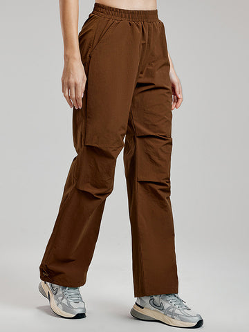 Women's pants with loose straight drawstring pockets for sports and leisure, outdoor hiking and mountaineering