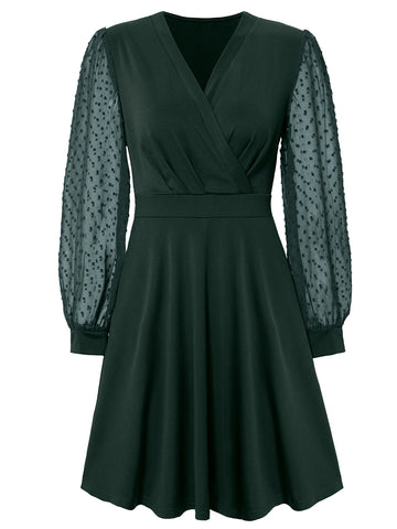 Women's long-sleeved dress for autumn and winter, trendy V-neck jacquard