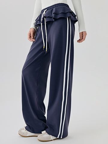 Women's vertical loose fit fitness casual pants straight leg wide leg pants