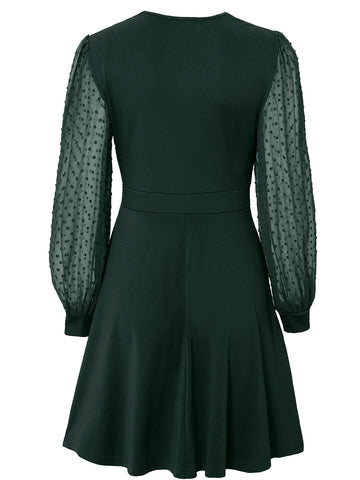 Women's long-sleeved dress for autumn and winter, trendy V-neck jacquard