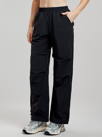 Women's pants with loose straight drawstring pockets for sports and leisure, outdoor hiking and mountaineering