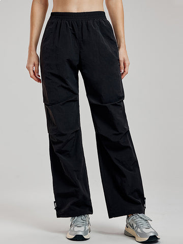 Women's pants with loose straight drawstring pockets for sports and leisure, outdoor hiking and mountaineering