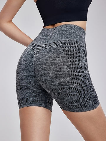 Women's shorts with tight fit and high waist, high elasticity and comfort, seamless pleating and hip lifting fitness pants, suitable for sports cycling and running