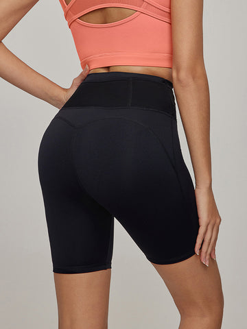 Women's tight shorts, high stretch yoga pants, fitness exercise, running